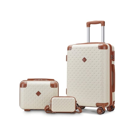 Joyway 3-Piece Carry-On Luggage Set With Swivel Wheel Combination Lock Lightweight Hard Shell Set