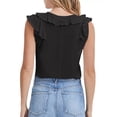 thumbnail image 2 of Hanerdun Women V-Neck Tank Tops Female Ruffle Sleeveless Shirt Top Black S, 2 of 4