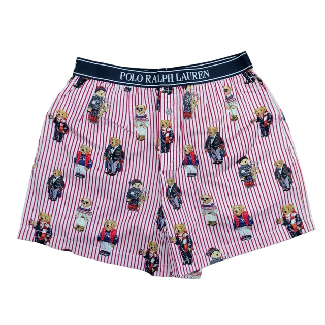 Polo Ralph Lauren Ours Boxeur Rayé en Coton - 4P0119 (Ours Rouge, Moyen)