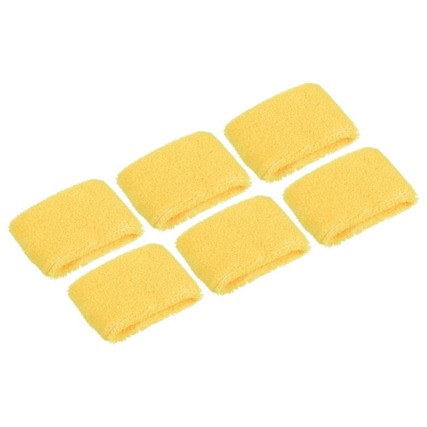Uxcell 6Pcs 3.15x1.97" Muñequeras deportivas absorbentes de tenis color amarillo