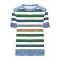 thumbnail image 5 of Atogsazn Women Waffle Colorblock Shirt Denim Patchwork Casual Short Sleeve Pullover T-shirt Crew Neck Tops Outfit 01-Green L Fashion, 5 of 5