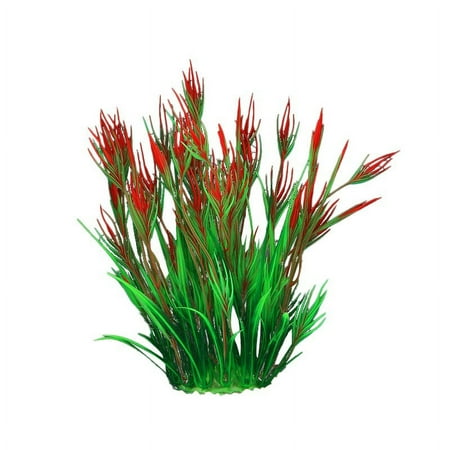 Goowood Aquarium Plants Plastic Green Fish Tank Plants for Aquarium Decoration with Weighted Ceramic Base 8.3 inch 1 piece