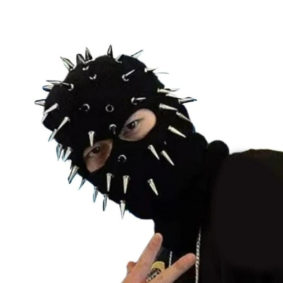 Yokua Ski Mask Knitted Full Face Rivet Balaclava Mask Halloween Party Beanies Hat