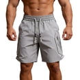 thumbnail image 2 of Cargo Shorts for Men Summer Casual Elastic Waist Loose Fit Breathable Knee Length Work Shorts with Pockets, 2 of 6