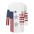 thumbnail image 3 of Women's 3/4 Sleeve American Flag Print T-Shirt Casual Round Neck Patriotic Shirt Top for Independence Day, 3 of 4