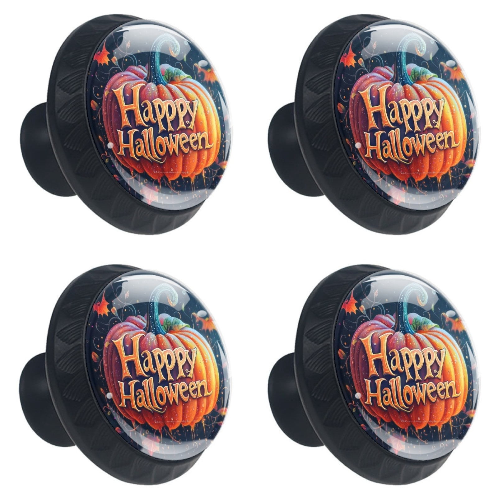 4 Pcs Happy Halloween Knobs for Kitchen Cabinet Cupboard Dresser Bookcase Drawer Pulls Handles Round Home Decor