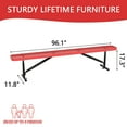 thumbnail image 2 of Bstjewey 8ft Powder-Coated Steel Park Bench, Outdoor Heavy Duty Metal Backless Bench with Portable Frame, Commercial Bench for Mall, Store, Patio, Red, 2 of 6