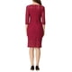 thumbnail image 3 of Vestido de encaje de manga 3/4 para mujeres, cuello cuadrado, midi, recto, talla XS, color rojo vino, 3 of 6