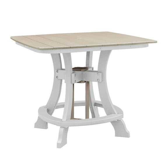 OS Home and Office Model Counter Height Square Table in Weatherwood with White Base - N/A