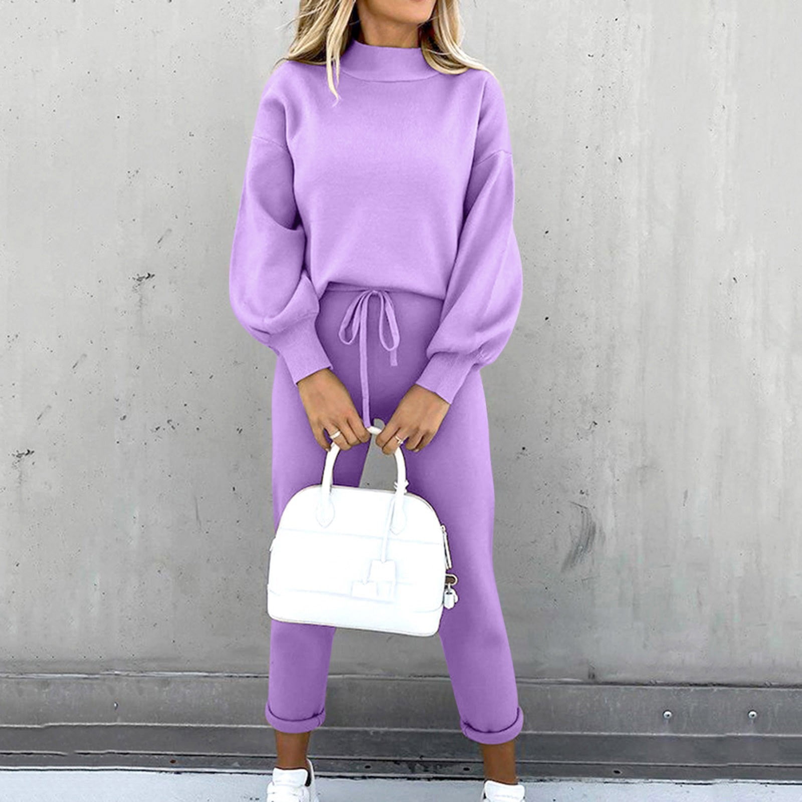 TOWED22 Two Piece Outfits For Women ,Womens Velvet 2 Piece Outfits Tracksuit  Off Shoulder Sweatshirt Jogger Pants Sets Sweatsuit(Purple,L) - Walmart.com