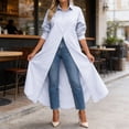 thumbnail image 2 of LIUJUNSHOP Women's Long Sleeve Button Down Shirt Dress Spring Casual Maxi Dresses Loose Fit Blouse Dress with Pockets, 2 of 8