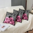 thumbnail image 4 of Pink Rose Throw Pillow Covers Pink Grey Floral Cushion Cases 20x20 inch set of 2 Valentine'S Day Wedding Square Pillow Cases Women Blossom Flower Cushion Covers Rustic Farmhouse, 4 of 6