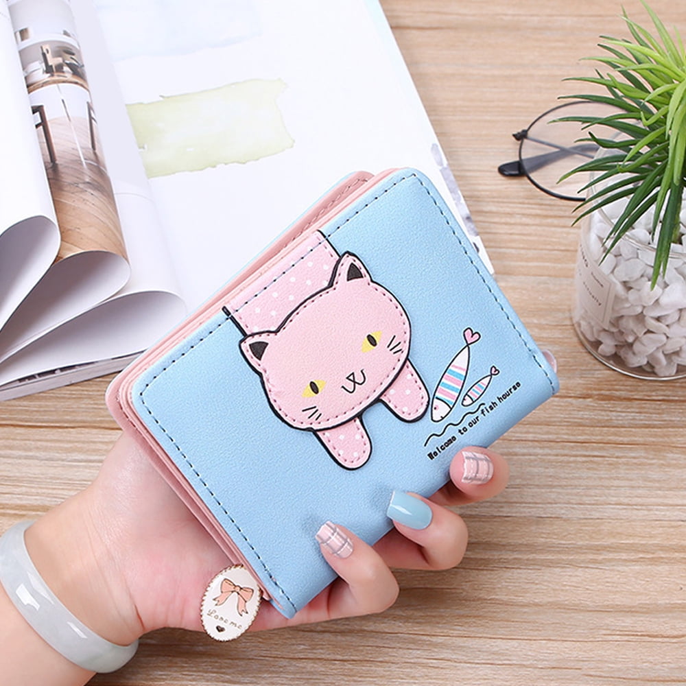 Women Wallet Cute Cat Short Wallet Leather Purse Girls Money Bag Card  Holder | Fruugo NO