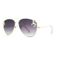 thumbnail image 2 of Girls Metal Unicorn Charm Tear Drop Officer Style Sunglasses Gold Pink Smoke, 2 of 4