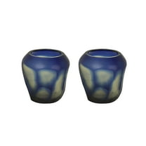 Aspen Creative 16005-2 Blue Glass Votive Candle Holder 3-1/2" Diameter x 3-1/2" Height, 2 Pack