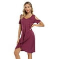 thumbnail image 6 of Women's Twist Knot T Shirt Dress Casual V Neck Cold Shoulder Knee Length Tunic Dresses, 6 of 7