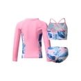 thumbnail image 2 of renvena Kids Girls 3pcs Tankini Set Swimwear Sun Protection Rash Guard Swimsuit Bathing Suit Size 4-16 Pink Blue 12, 2 of 7