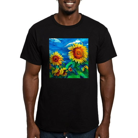 CafePress - Sunflowers Painting T Shirt - Men's Fitted T-Shirt