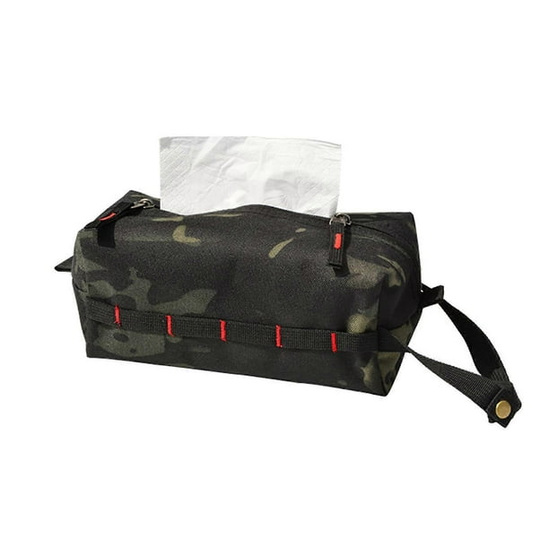 Estuche para pañuelos de tela Oxford impermeable, estuche para servilletas de papel, dispensador de pañuelos faciales, caja de almacenamiento, bolsa para acampar al aire libre y senderismo, camuflaj