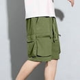 thumbnail image 4 of Besolor Cargo Shorts for Men Drawstring Elastic Waisted Wide Leg Lightweight Thin Quick Dry Workout Hiking Shorts with Multi-pocket(XX-Large,Army Green), 4 of 7