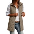 thumbnail image 2 of QTISFD Women's Puffer Vest Zip Up Sleeveless Plaid Solid Puffy Jackets Fall Winter Casual Loose Comfy Mid Length Coats Jacket, 2 of 9