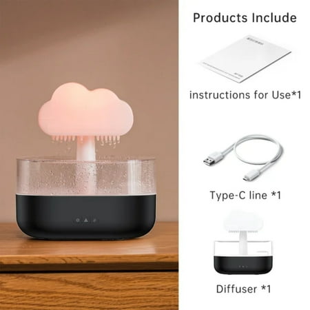 

LIJIFSN Restful Sleep Promotion with 200ML Colorful Rain Cloud Mushroom Relaxing Essential Humidifier - Creating Calm and Serene Environment for Tranquil Atmosphere.