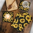 thumbnail image 5 of Black Sunflower Kitchen Oven Mitt and Pot Holder Sets 4 Pcs for Baking, Cooking and Grilling, Heat Resistant Up To 392 °F, 5 of 7