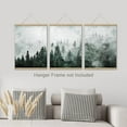 thumbnail image 2 of PixonSign Adhesive Canvas Print Wall Art Set - Foggy Pine Tree Forest Misty Mountain Art - Set of 3 Nature Wilderness Landscape Artwork Illustrations Wall Décor - 12"x16"x3 Panels Unframed, 2 of 5