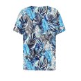 thumbnail image 4 of DeHolifer Women's T-Shirts Plus Size V-Neck Button Up Floral Printed Short Sleeve Dressy Blouse Summer Tunic Tops Blue 3XL, 4 of 5