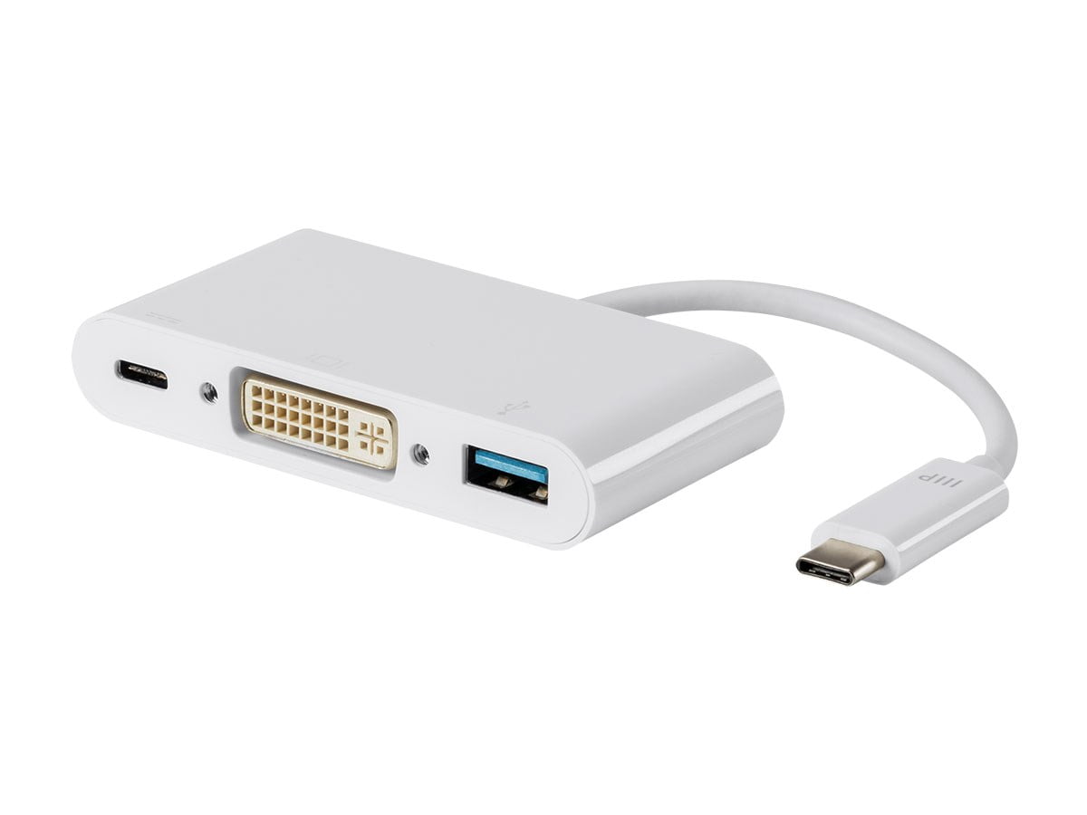 Monoprice USBC DVI Multiport Adapter White, With USB 3.0 Connectivity & Mirror Display