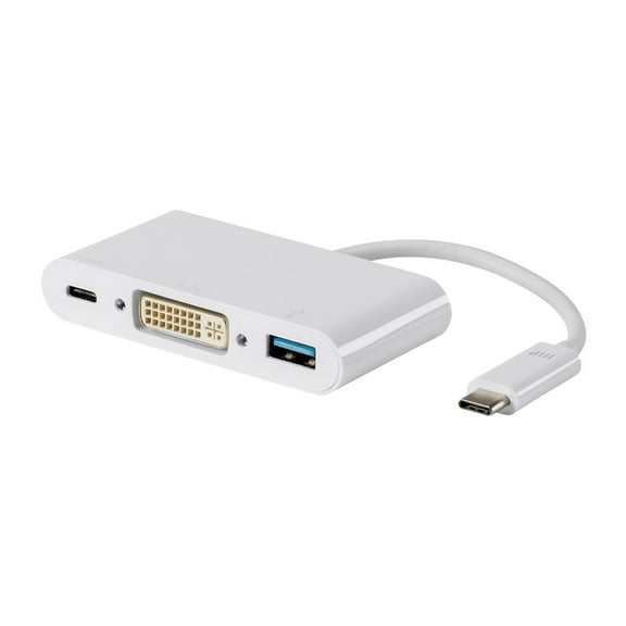 Monoprice USB-C DVI Multiport Adapter - White, With USB 3.0 Connectivity & Mirror Display Resolutions Up To 1080p @ 60hz - Select Series