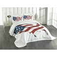 thumbnail image 3 of Ambesonne World Map Quilted Bedspread Set 3 Pcs, United States Flag, Queen Size, White Red Blue, 3 of 5