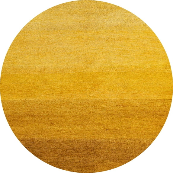 Ahgly Company Indoor Round Abstract Deep Yellow Area Rugs, 6' Round