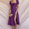 thumbnail image 2 of Sun Dresses for Womens 2026 Summer Fashion Plus Size Casual V-Neck Short Sleeve Solid Dress, 2 of 8