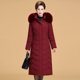 thumbnail image 4 of Ropa de madre Abrigo largo de invierno cálido con capucha y cuello de piel Parkas por encima de la rodilla para mujer, 4 of 5