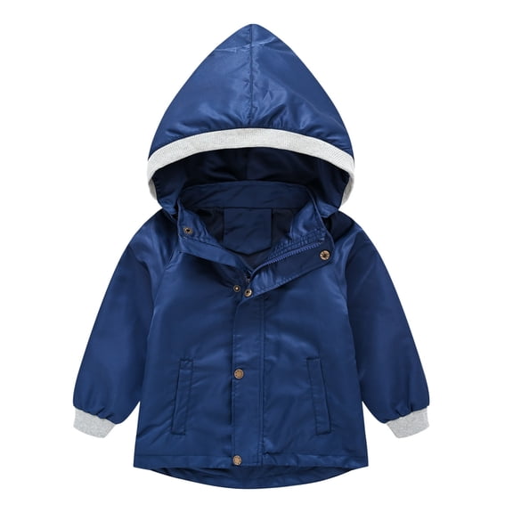 Zshosam Girls Rain Jacket, Windbreaker Kids Raincoat Waterproof Zip Jacket with Fleece Liner(Navy,1-2 Years)
