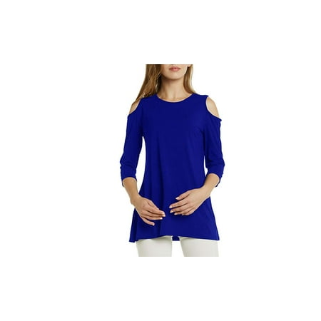 Womens Cold Shoulder Half Sleeve Swing Tunic Tops for
