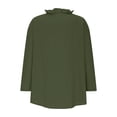 thumbnail image 4 of Bosfbaoi Womens Blouse Ruffled V Neck Button Down Oversized Rolled Long Sleeve Solid Linen-Look Casual Tops for Women, 4 of 6