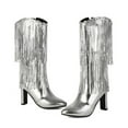 thumbnail image 6 of Fashionable Women's Mid-Calf Boots with Glittery Pointed Toe and Heel Featuring Fringe Tassel Design for Ladies, 6 of 6