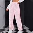 thumbnail image 2 of ATOYSOY Women's Trousers Sleepwear Loose Joggers Fleece Pants Fashion Casual Fuzzy Sweatpants Juniors Girls Relaxed Pajamas Full Length Pants High Waist Jog Pants Pink L, 2 of 4