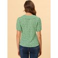 thumbnail image 4 of INSPIRE CHIC Women's Floral Puff Sleeves Pleated Collar Button Down Shirt, 4 of 5