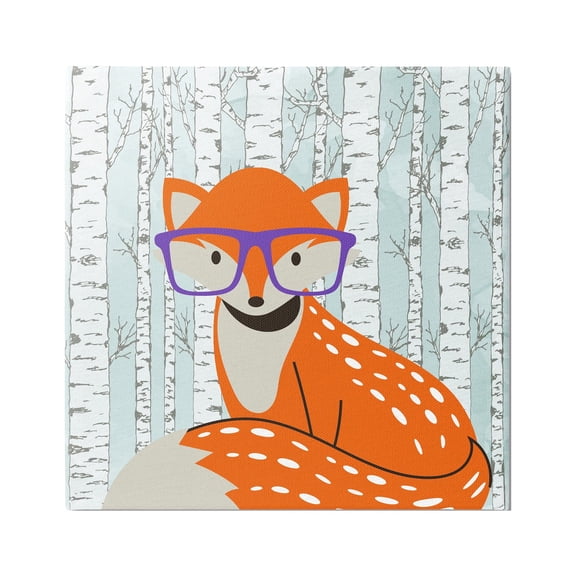 Stupell Industries Fox & Birch Trees Animals & Insects Painting Gallery Wrapped Canvas Art Print Wall Art, 17 x 17