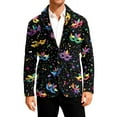 thumbnail image 2 of Mens Mar-di Gras Jacket Blazer Corduroy Mask Feather Print Slim Fit 2 Button Holiday Carnival Party Business Office Sport Coat, 2 of 5