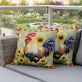 thumbnail image 4 of Sunflower Rooster Pillow Covers 2 Pack Farmhouse Animals Pastoral Yellow Floral Plaid Pillowcase Waterproof Outdoor Throw Pillow Cover for Patio Garden Square Cushion 20”x20”, 4 of 9