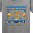 thumbnail image 4 of Inktastic Happy Hanukkah Sweater Style Design with Menorah and Dreidel Youth T-Shirt, 4 of 5