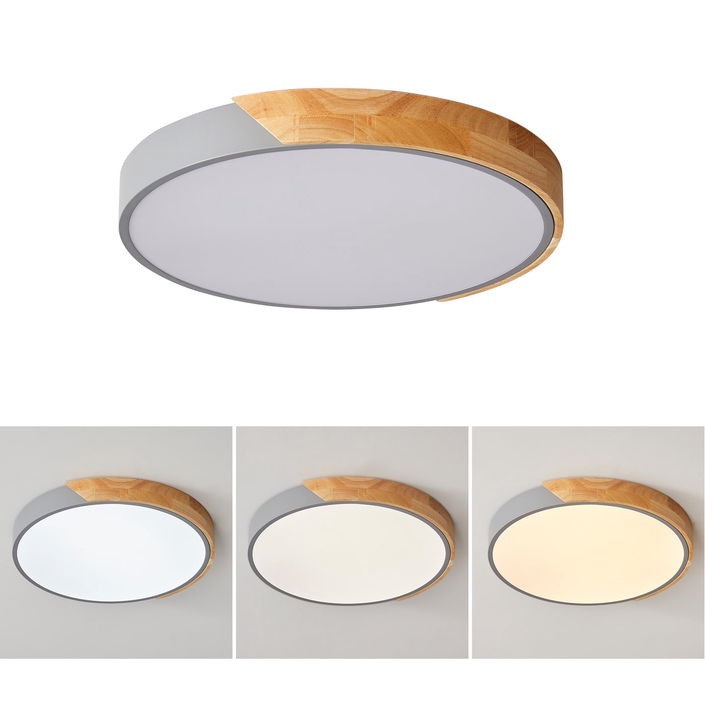 Aiwen Round LED Flush Mount Ceiling Lamp Modern Light Fixture Gray