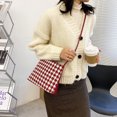 thumbnail image 3 of Bolsa bandolera de hombro con patrón a cuadros retro cuadrado para mujer (rojo vino) Likrtyny Para Estrenar, 3 of 9