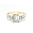 thumbnail image 3 of 2 2/5 Carat 8X6MM Emerald & 6X4MM Pear Cut Lab Created Moissanite Diamond 3-Stone Engagement Ring For Women In 14K Yellow Gold Over Sterling Silver (G-H Color, VVS1 Clarity, 2.40 Cttw)-5, 3 of 7