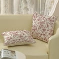 thumbnail image 4 of Burgundy Red Floral Pillow Covers 18x18 Set of 2 Chinoiserie Floral Decorative Throw Pillows Vintage Rustic Flower Toile Pillowcase Linen Outdoor Farmhouse Cushion Cover for Couch Sofa Decor, 4 of 7