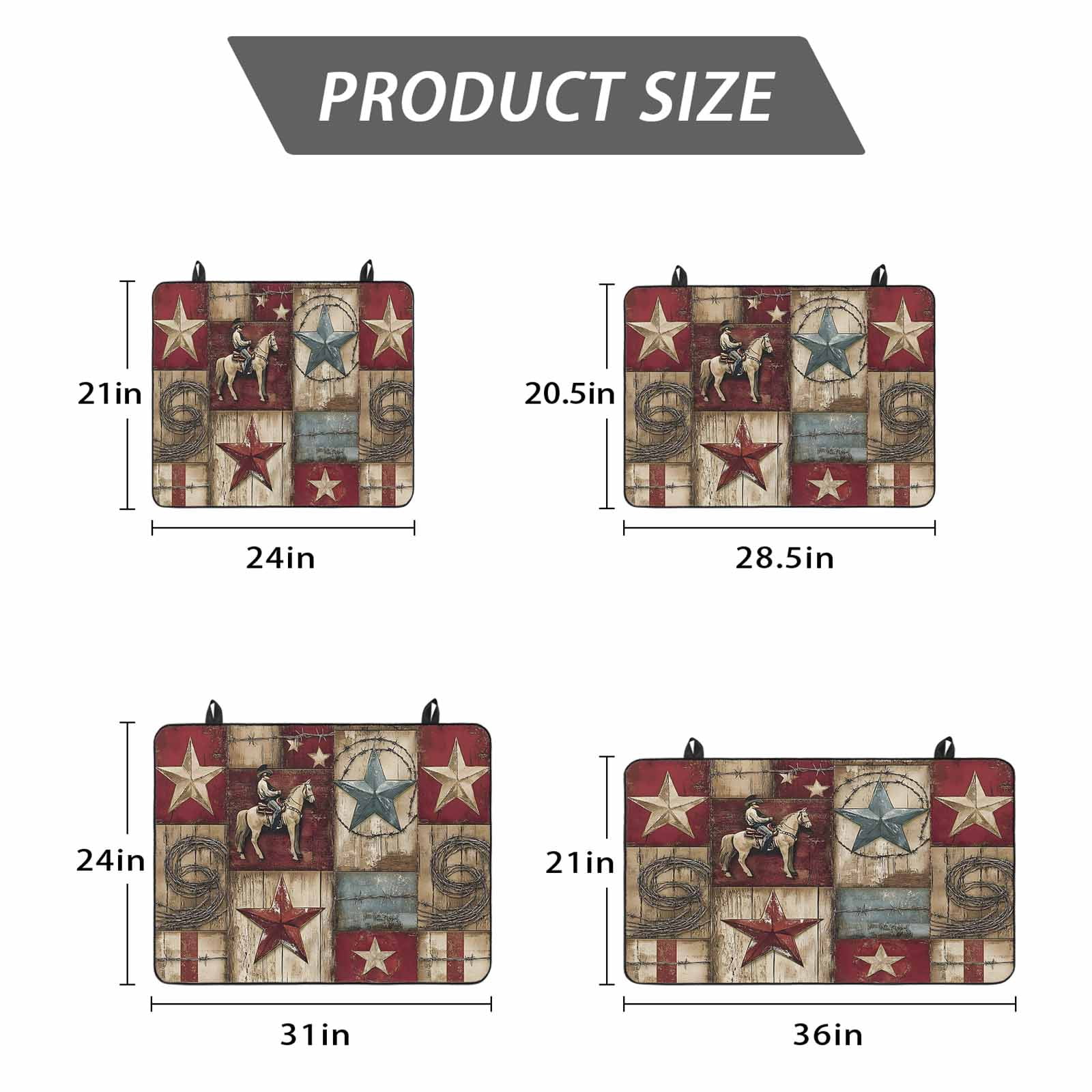 Texas Star Vintage Stove Top Cover for Electric Stove, Heat-proof & Non Slip Glass Top Stove Cover Protector, Country Star Western Cowboy Kitchen Flat Cooktop Rubber Mat 24x21 Inches